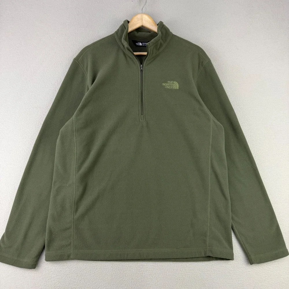 The North‎ Face 100 Glacier 1/4 Zip Fleece Pullover Mens Large Green Lightweight